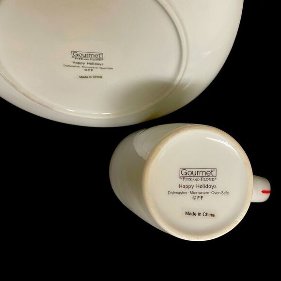 Fitz AND FLOYD MATCHING “STOCKING” PLATE AND CUP - Picture 3 of 4